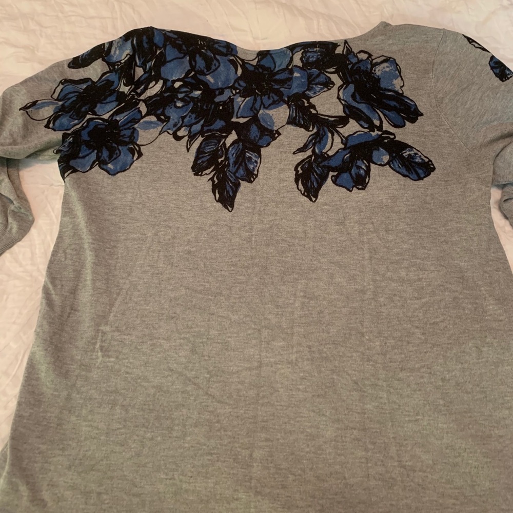 Blue and grey sweater-3/4 length sleeve